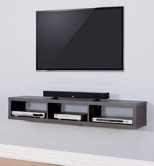Wall Mounted Audio/Video Console, TV Stand for Living Room, 48.5” W X 16.75” H X 16” D, Black