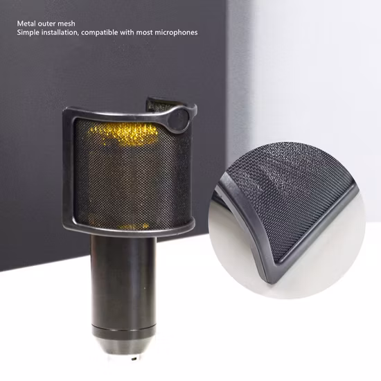 Wholesale Mic Pop Filter, Microphone Pop Filter U Shape Windshield Metal Mesh Mic Windshield for Studio