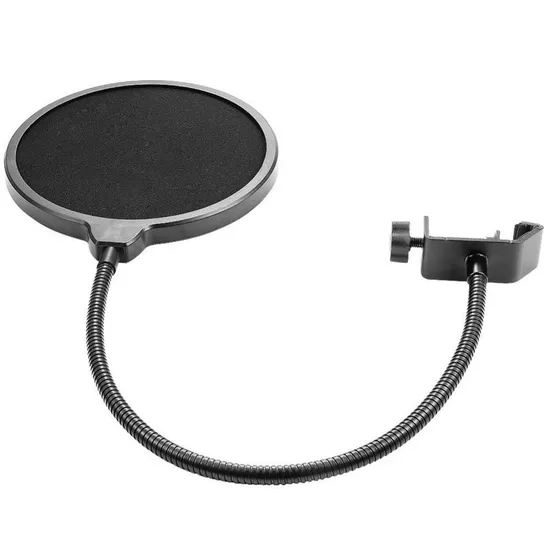 Windscreen Isolation Shield 360 Rotation Gooseneck Clip Stabilizing Arm 6 Inch Dual Layered Microphone Windscreen Pop Filter 