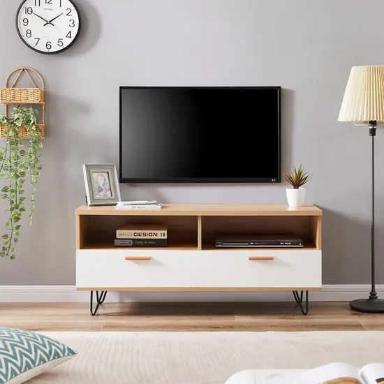TV Stand for Tvs up to 75 Inches Entertainment Center with Storage Shelves TV Console Table Easy to Assemble for Living Room Bedroom 